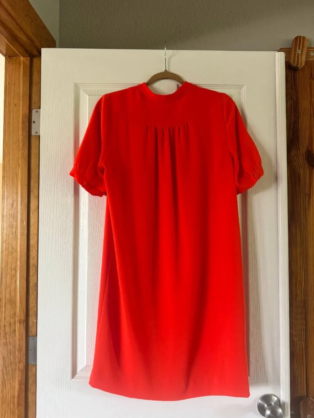 J.Crew Red Short Sleeve Split Neck Shift Dress Size 4
